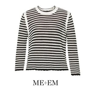 ME+EM Black and White Striped Sweater